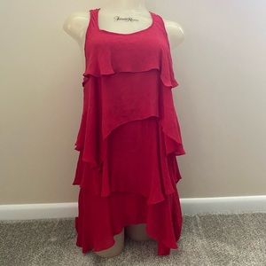 Gorgeous Red Layered Crepe Ruffle Dress